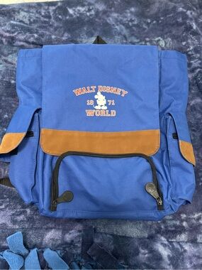 Disney Royal Blue Backpack with Brown Trim - Walt Disney World Graphic